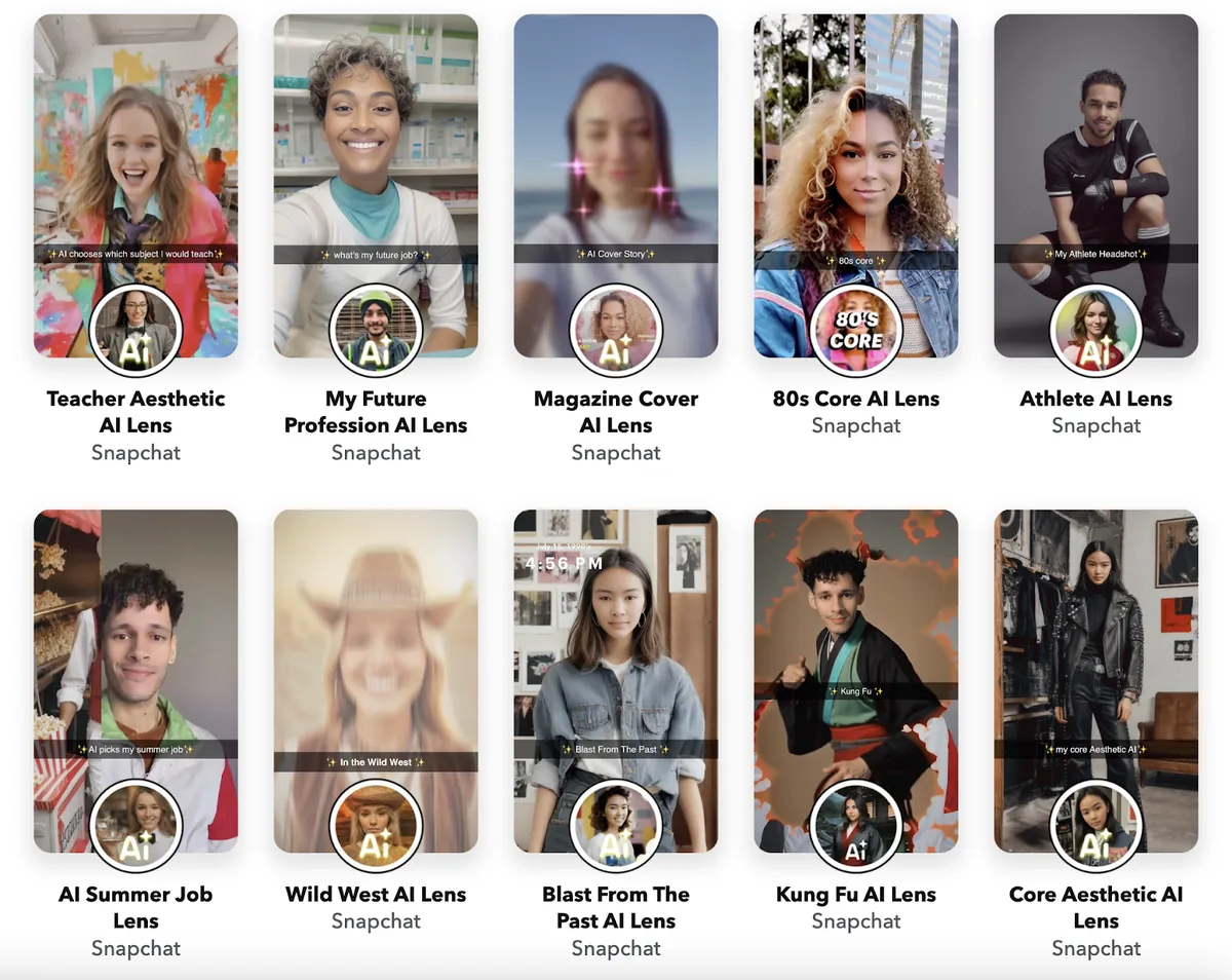 Snapchat 使用 AI 镜头滤镜制作短视频内容