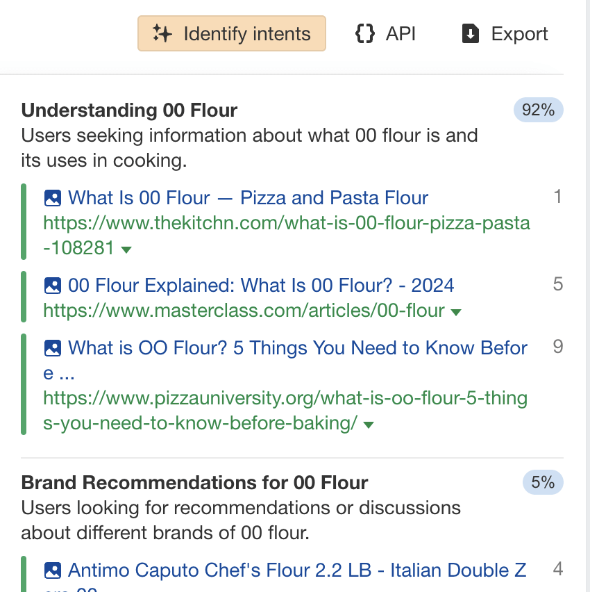 Keywords Explorer 中的 AI 意图功能