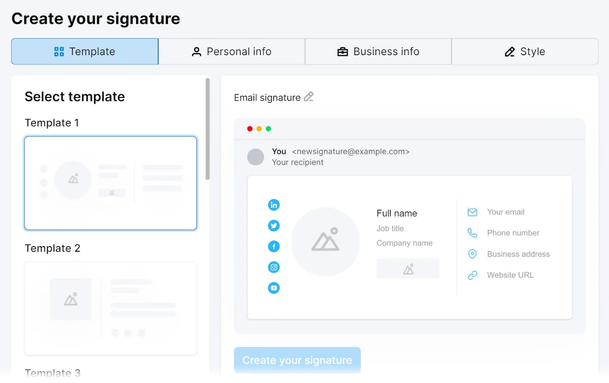 Semrush 的 Email Signature Generator（电子邮件签名生成器）