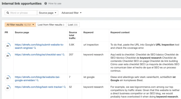 ahrefs site audit 中的内部链接机会