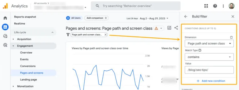 在 Google Analytics 4 中检查页面流量