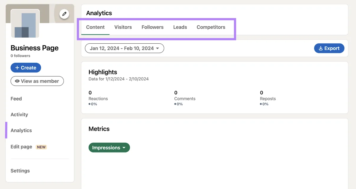 Analytics 页面