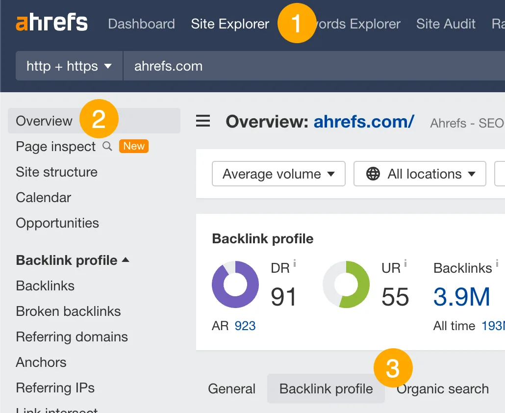 在 Ahrefs Site Explorer 中检查反向链接