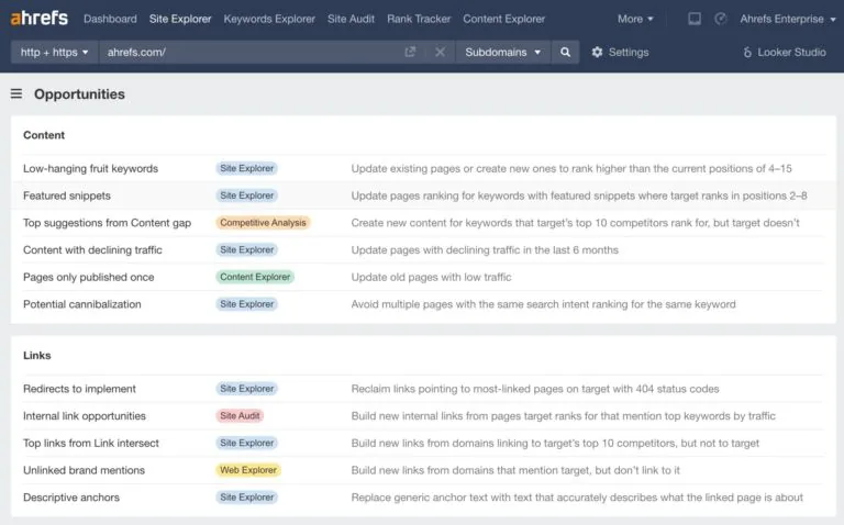 Site Explorer 中的 Opportunities（机会）报表。很适合发掘低垂果实的增长机会！
