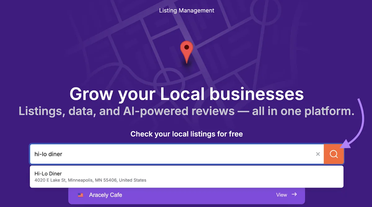 在 Listing Management 工具中搜索商家。