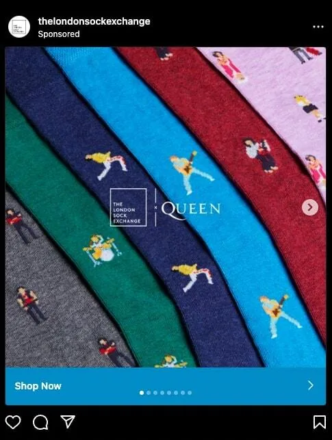 The London Sock Exchange 的 Instagram 广告示例