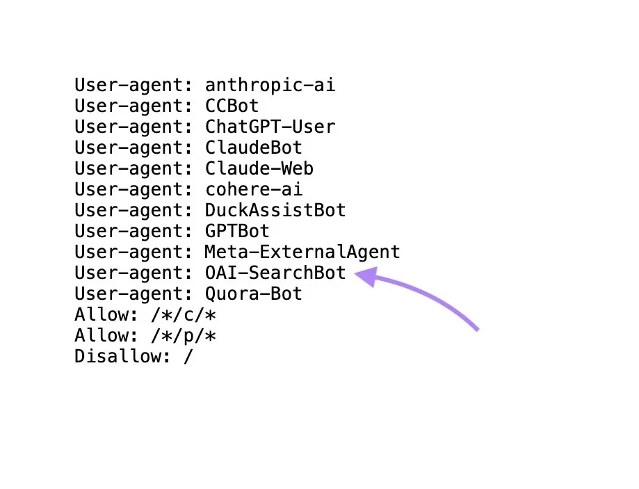 一个允许 OAI-SearchBot 的 robots.txt 文件。