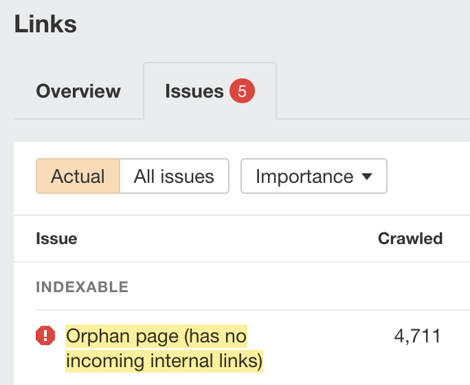 使用 Ahrefs 的 Site Audit 查找孤岛页面