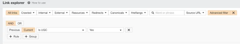 Ahrefs Site Audit 中的 UGC 链接
