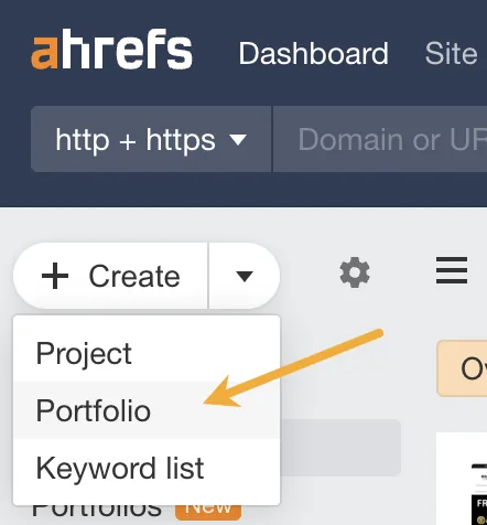 在 Ahrefs 中创建作品集