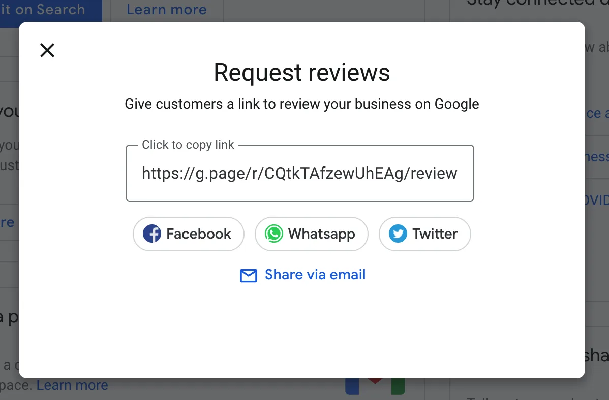 Google 的 “Request reviews”(请求评价)工具