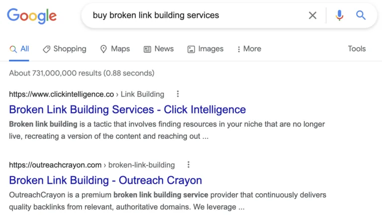 搜索 “buy broken link building services” 的人想购买