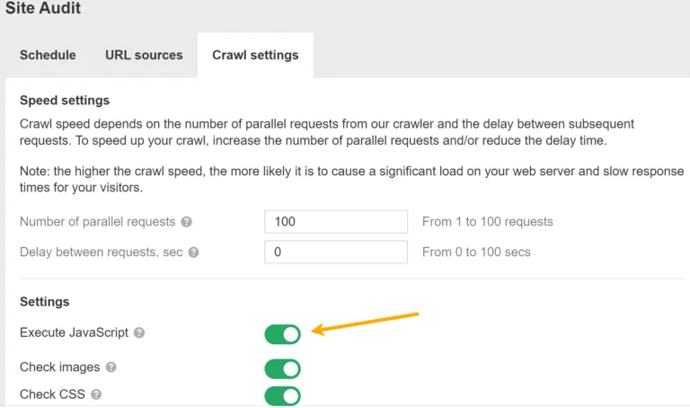 在 Ahrefs 的 Site Audit 中启用 JavaScript 渲染
