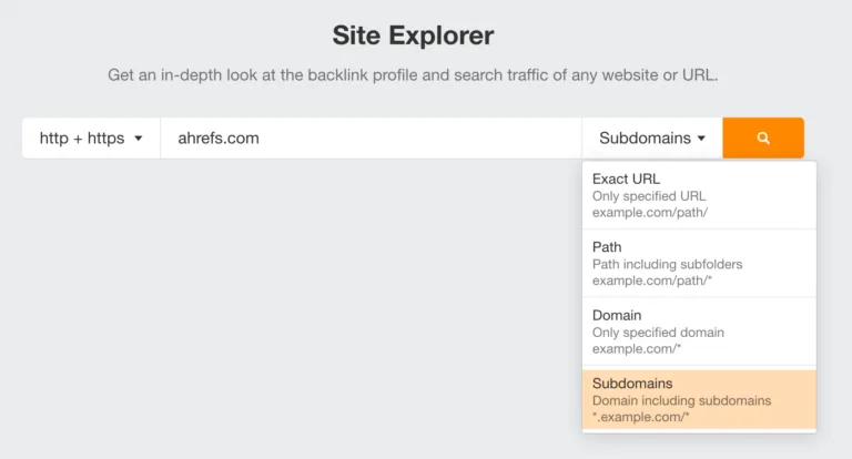 在 Site Explorer 中选择模式来检查反向链接