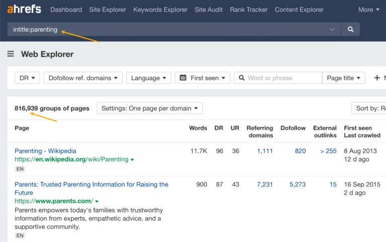 Ahrefs 的 Web Explorer