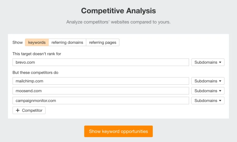 Ahrefs 中的竞争分析工具。