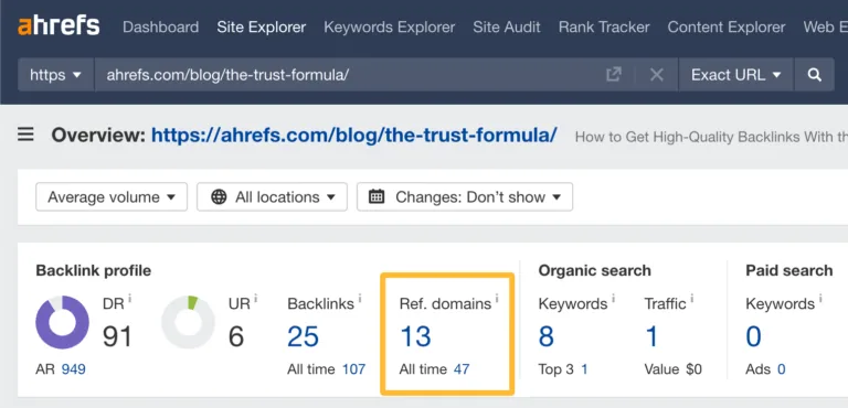 在 Ahrefs Site Explorer 中检查反向链接