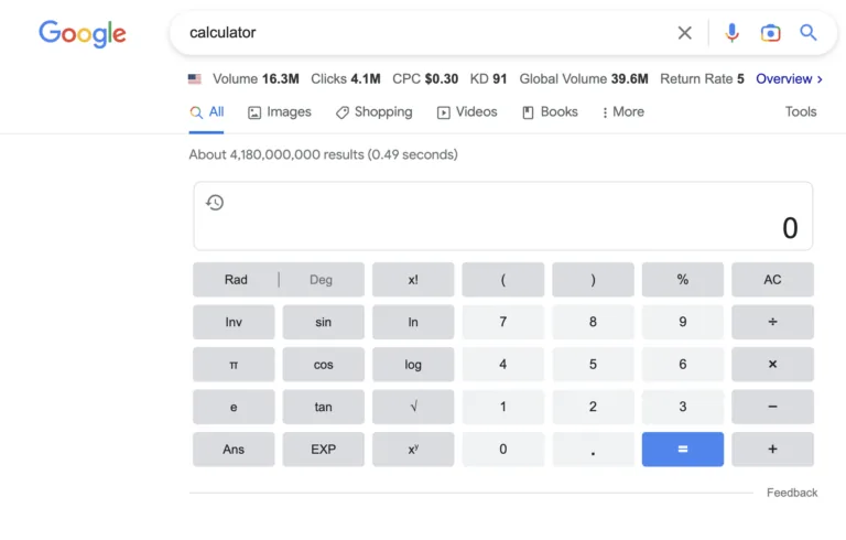Google 上的计算器