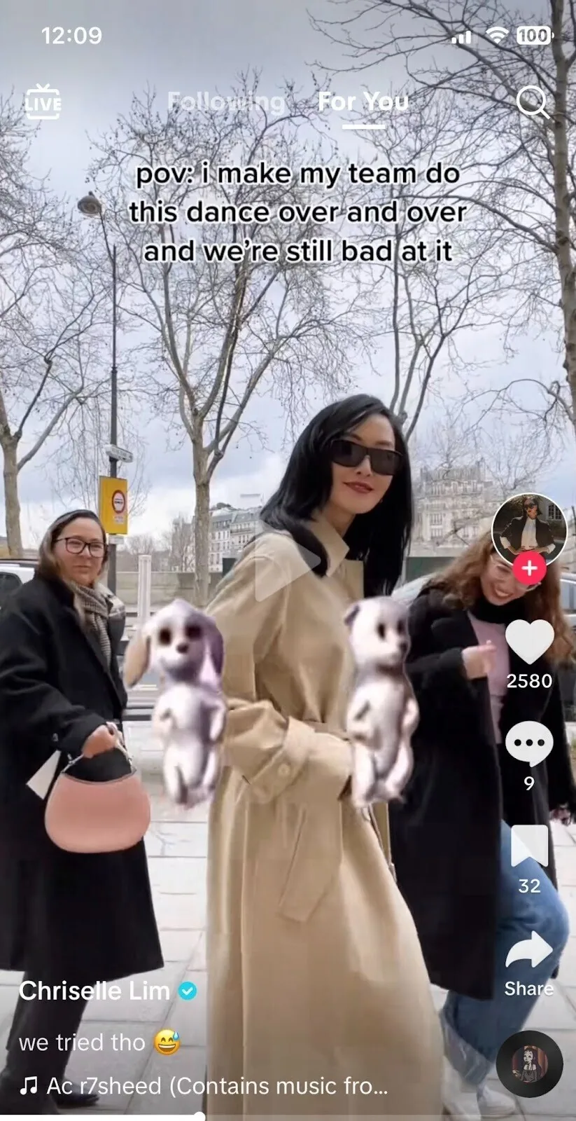 时尚影响者和创意总监 Chriselle Lim 的 TikTok 帖子