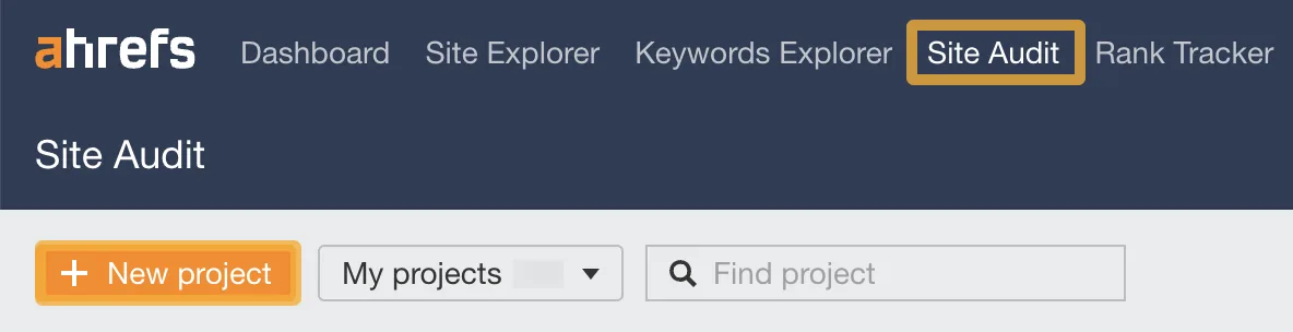 在 Ahrefs 里打开 Site Audit