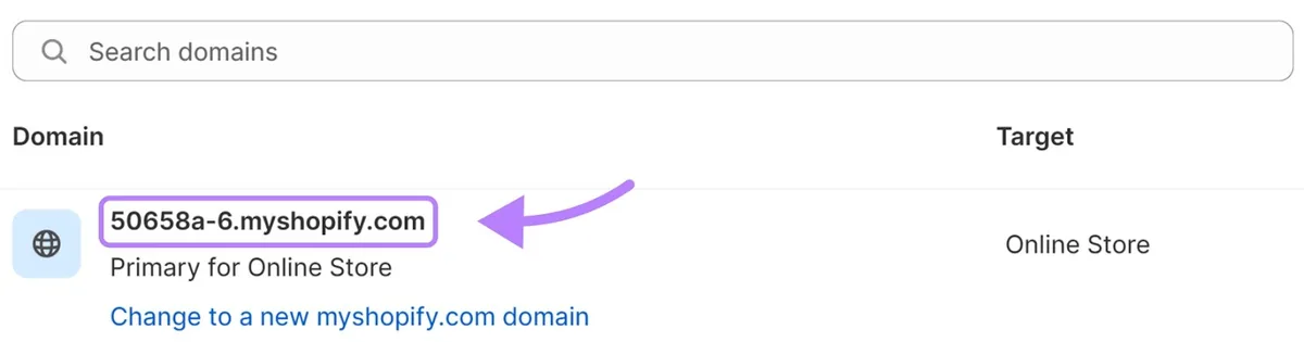 Shopify 分配的子域名。