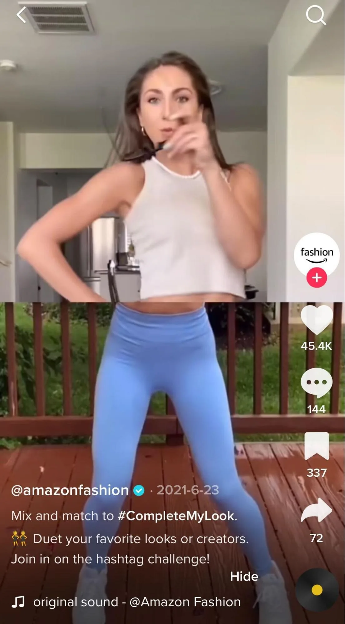 参与话题标签挑战的 TikTok 视频