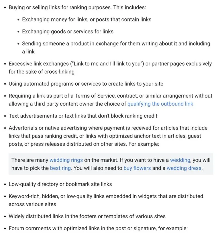 Google 所说的操纵性链接