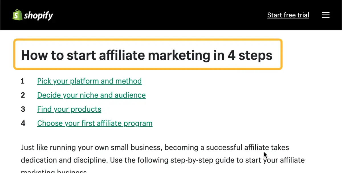 “affiliate marketing” 的所有排名靠前文章都解释了如何入门