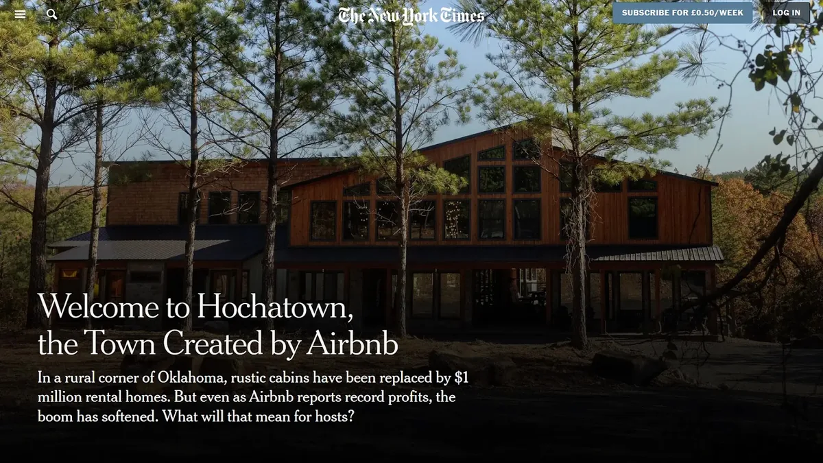 《纽约时报》网站上有关 Airbnb 的文章