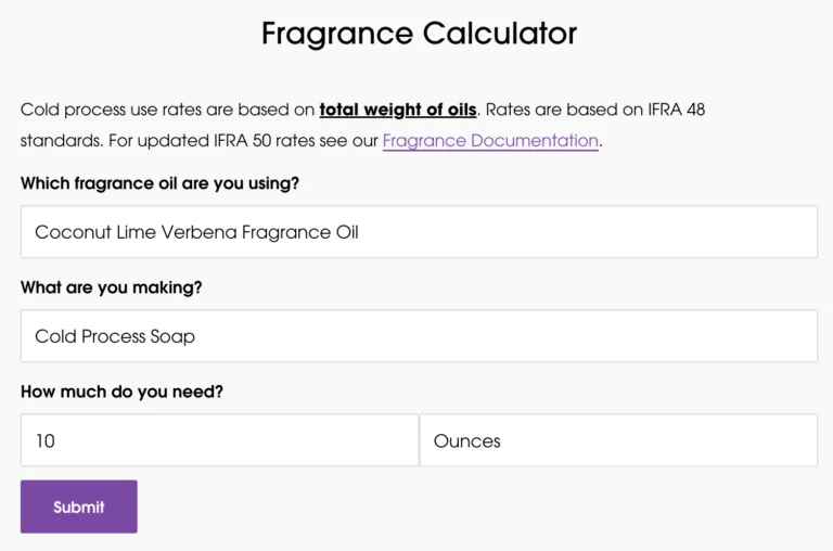 来自 Nurture Soap 的 Fragrance Calculator(香氛计算器)