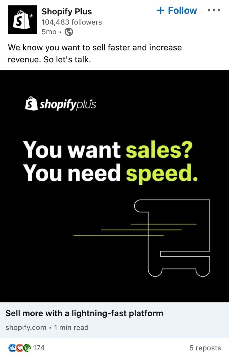 Shopify Plus 的 LinkedIn 广告