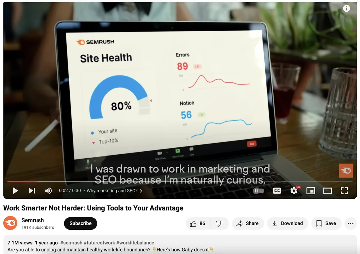 Semrush YouTube 视频