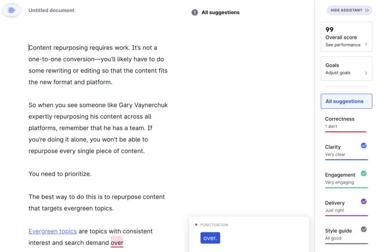 Grammarly 也能帮助内容更清晰