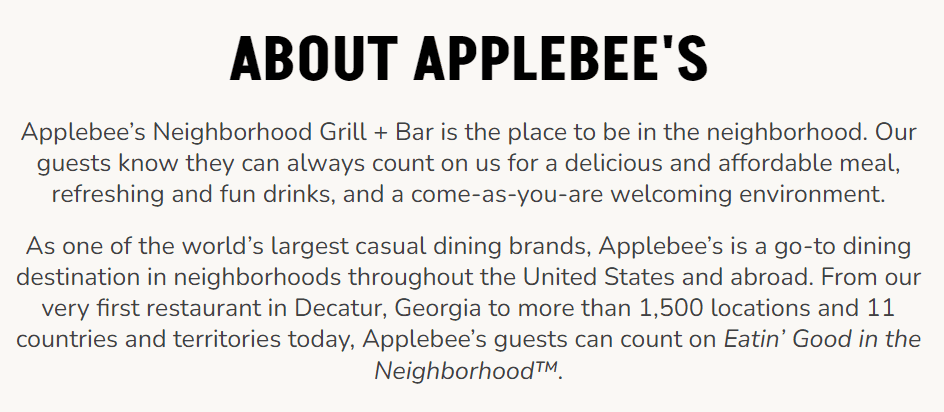 品牌声音示例：Applebee's