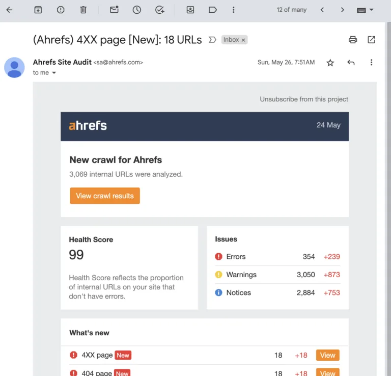 Site Audit 邮件示例