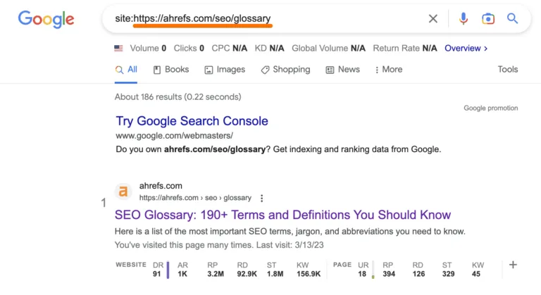 在 Google 上搜索 URL 以检查是否被收录