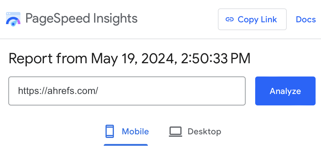 Page Speed Insights 截图