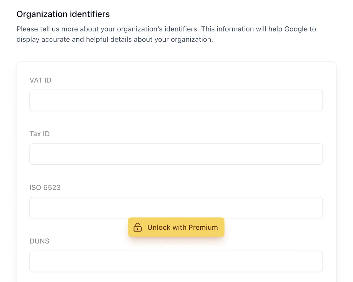 Yoast SEO 组织信息,用于组织 schema,如 VAT ID、Tax ID 等