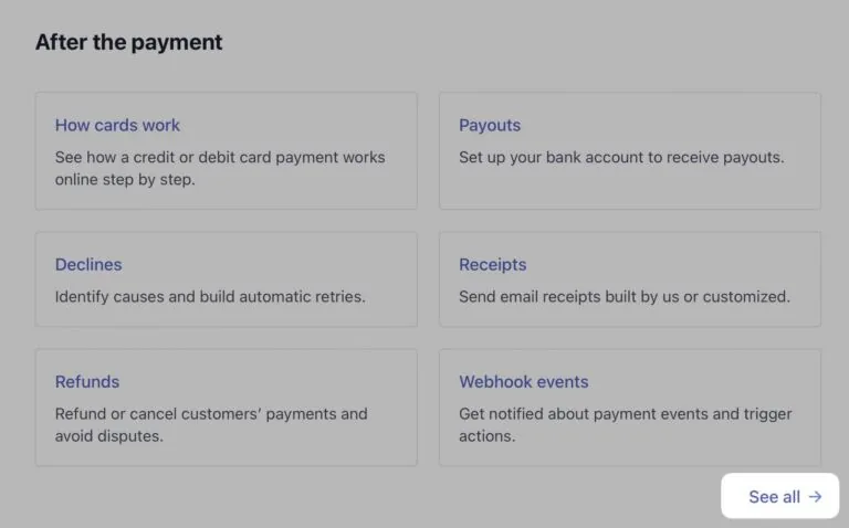 Stripe 的“付款后”页面