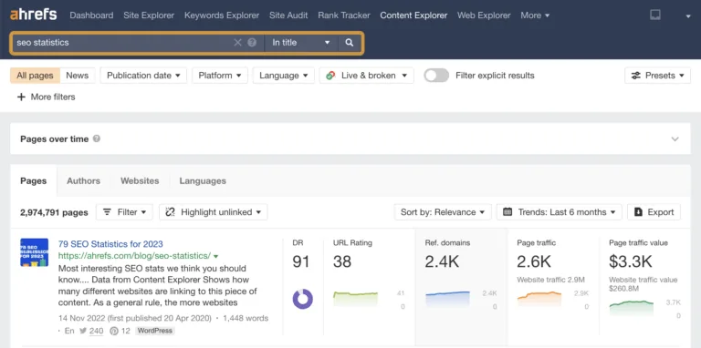 通过 Ahrefs 的 Content Explorer 查找链接潜在客户