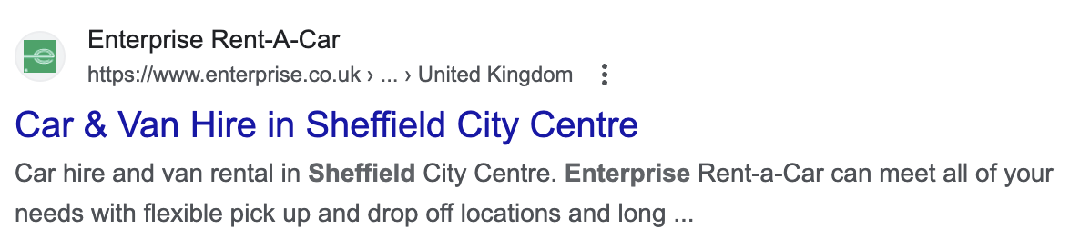Service | Location 标题标签格式的示例