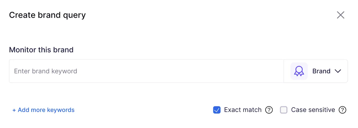 “Create brand query”窗口