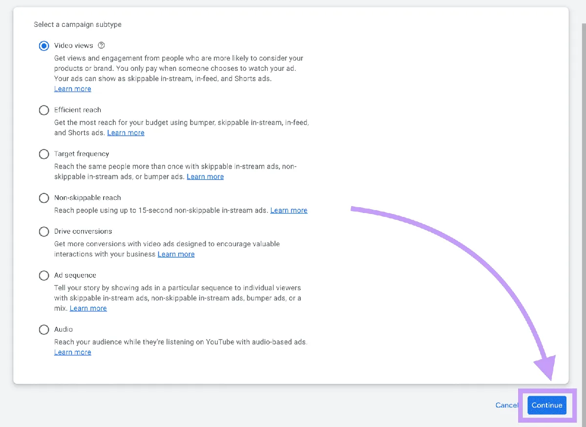 Google Ads 中的视频广告额外设置