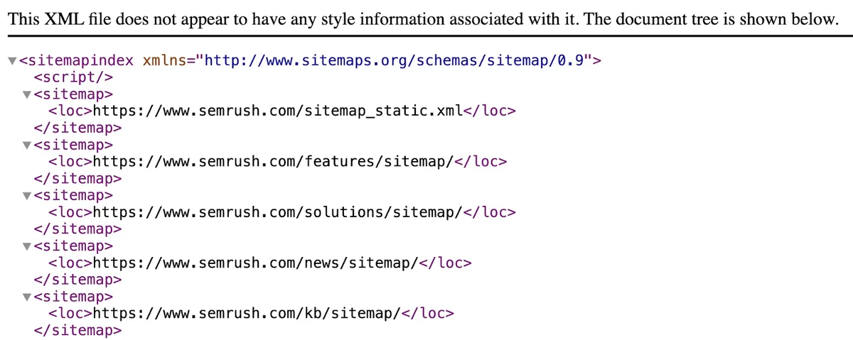 XML 站点地图以纯文本形式显示 URL 的完整列表,以便爬虫轻松访问