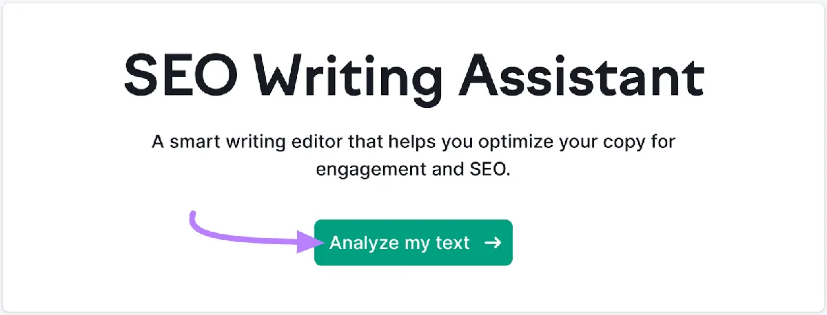 SEO Writing Assistant 工具起始页