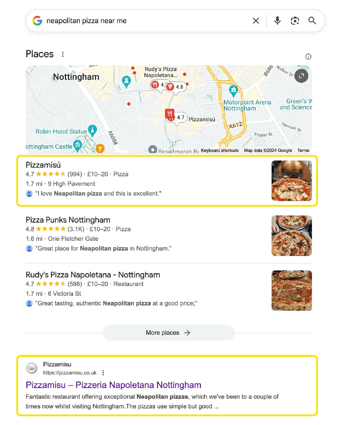 Google 搜索结果截图，查询 neapolitan pizza near me
