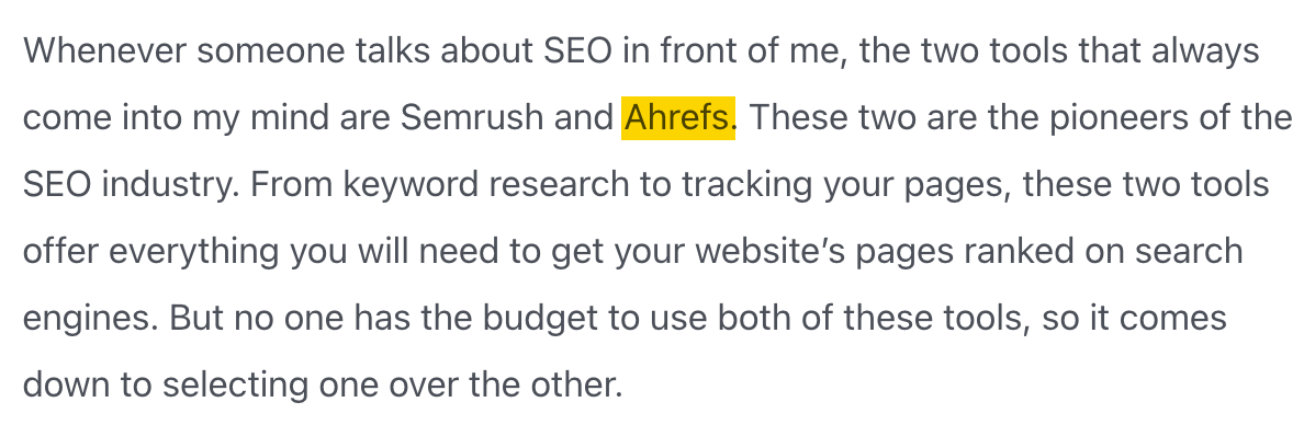 用 Ahrefs 的 Web Explorer 发现的未链接提及示例