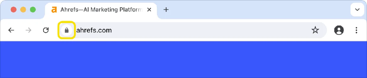 浏览器地址栏中 ahrefs.com 显示锁形图标,表明为安全的 HTTPS 连接