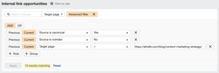 在 Ahrefs 的 Site Audit 中搜索内部链接机会