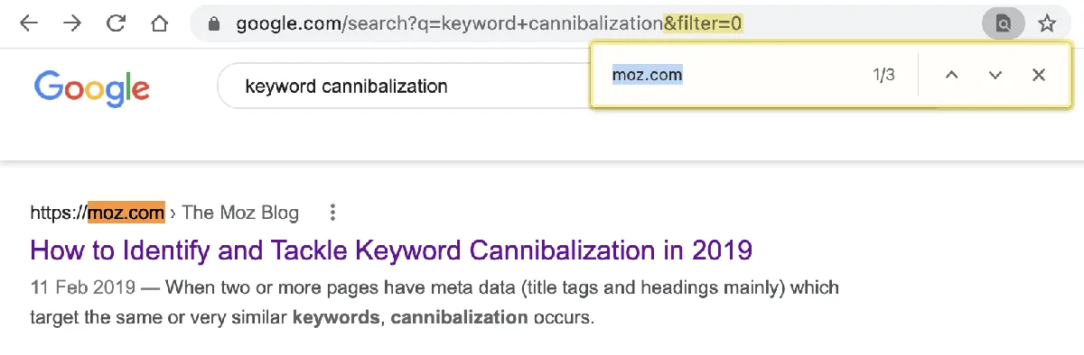 未过滤的 Google 结果